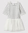 Vestido de manga larga para niña blanco MARSHMALLOW/gris ARGENT