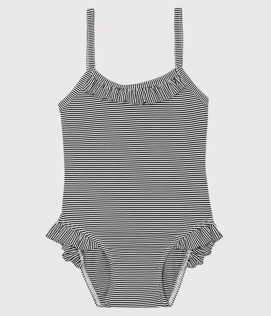 Traje de baño UPF 50+ de bebé azul ABYSSE/blanco LAIT