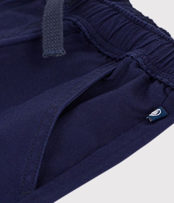 Bermudas cortas infantiles de algodón liso azul SOIR