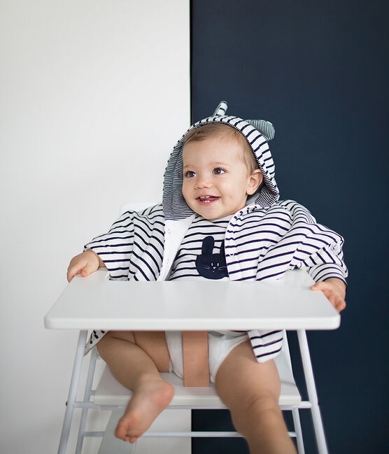 Body camiseta de rayas para bebé niño blanco MARSHMALLOW/azul SMOKING
