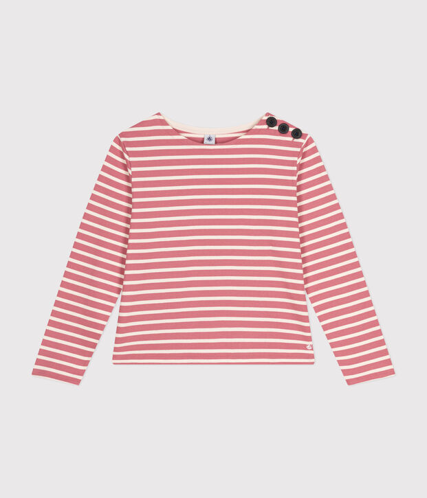 Marinera de algod&oacute;n con botones para mujer rosa/crudo