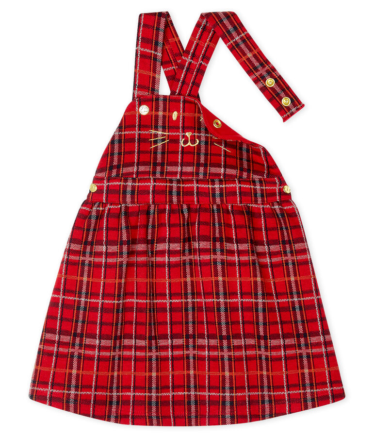 Vestido vaquero tipo peto de cuadros para beb&eacute; ni&ntilde;a rojo TERKUIT/blanco MULTICO CN