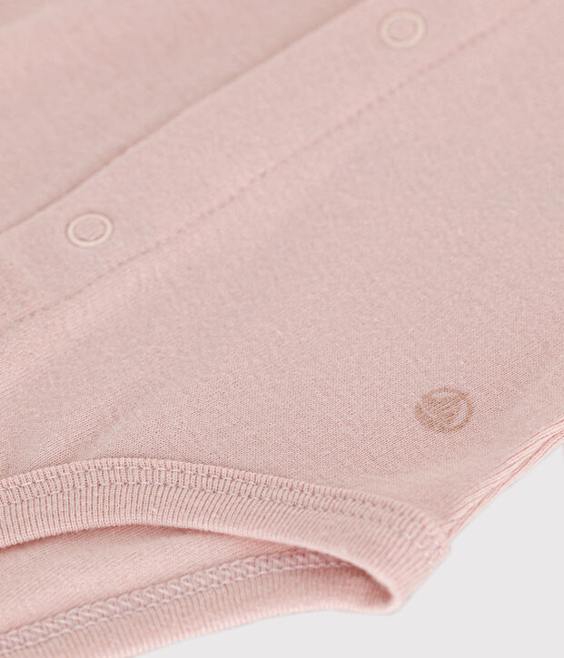 Bodi de manga larga con cuello para beb&eacute; rosa