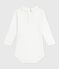 Body de algodón liso con cuello bordado para bebé blanco MARSHMALLOW