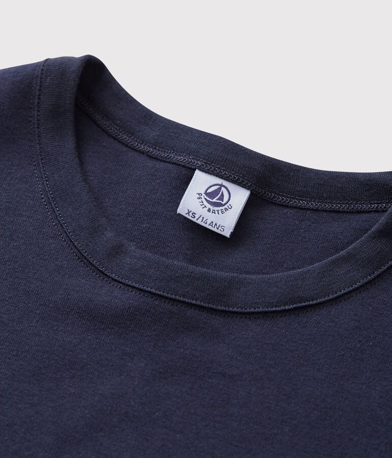 Camiseta de cuello redondo emblem&aacute;tica de algod&oacute;n de mujer azul