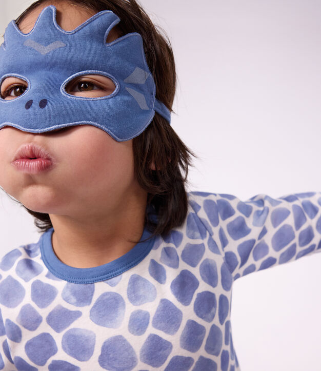 Pijama tipo disfraz infantil de algod&oacute;n de drag&oacute;n azul/azul