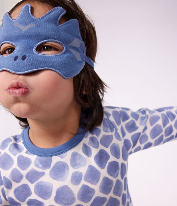 Pijama tipo disfraz infantil de algod&oacute;n de drag&oacute;n azul/azul