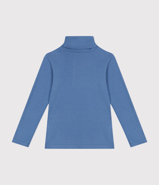 Camiseta de cuello alto de algodón para niño/a azul BEACH