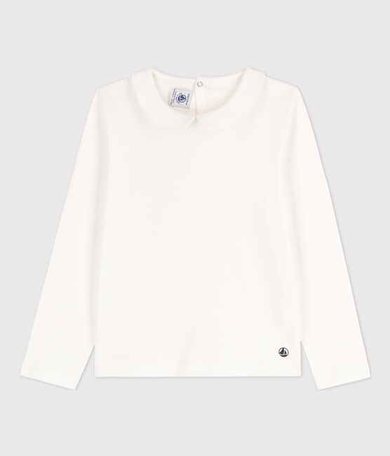 Camiseta de algodón de manga larga de niña blanco MARSHMALLOW
