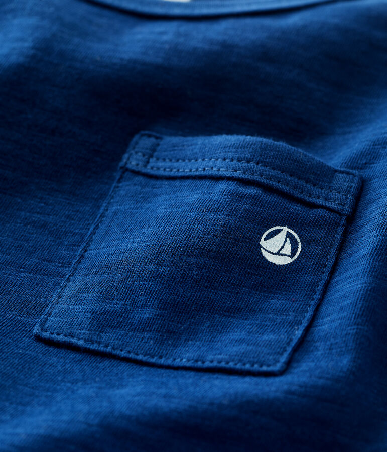 Camiseta de manga corta lisa de jersey de beb&eacute; azul