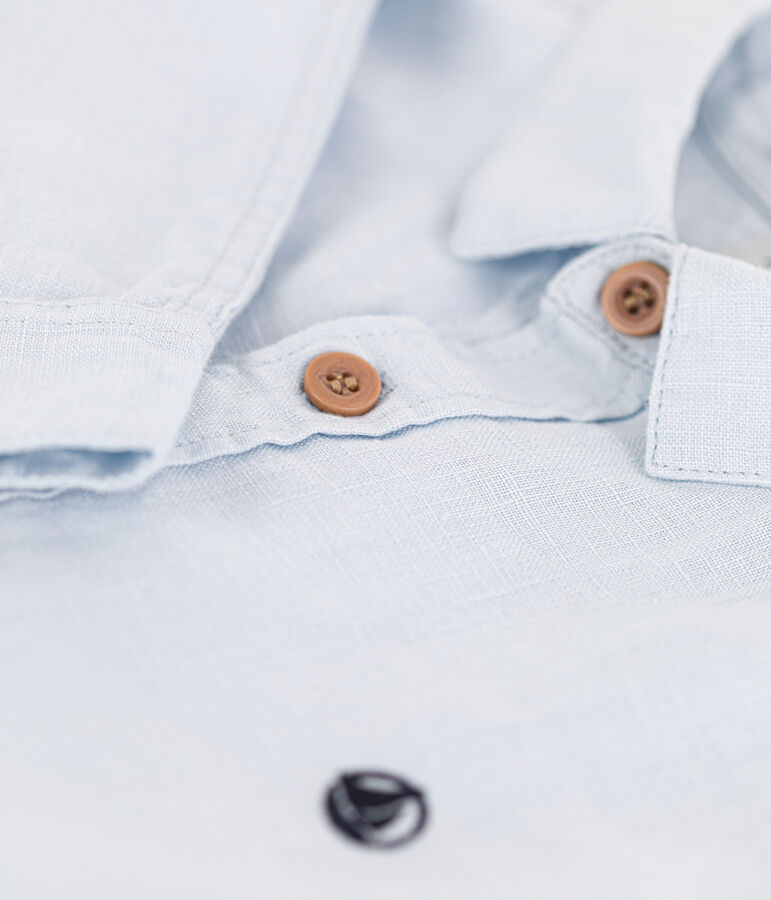 Camisa de lino de manga larga para ni&ntilde;o azul