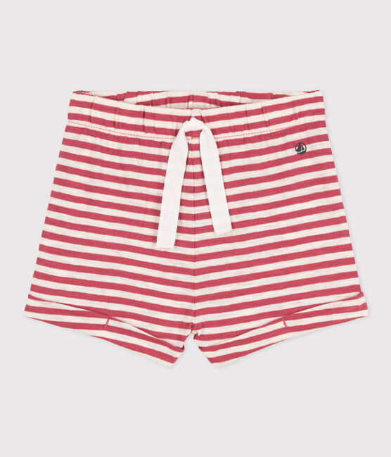 Shorts de punto flameado a rayas para bebé rosa PAPI/beige AVALANCHE
