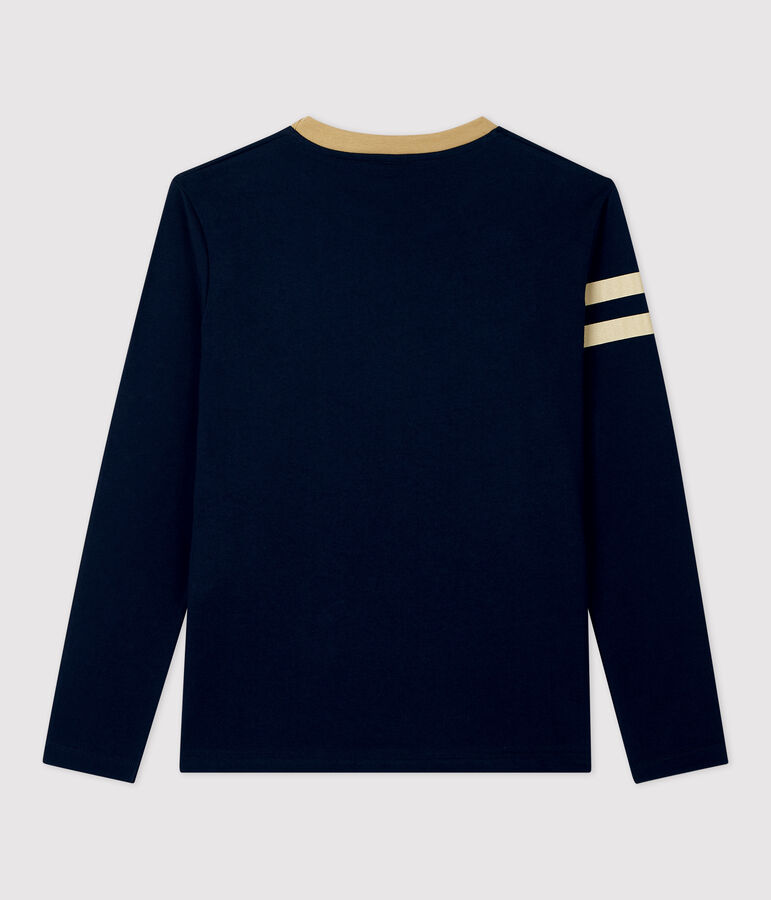 Camiseta de manga larga de algod&oacute;n de ni&ntilde;o azul