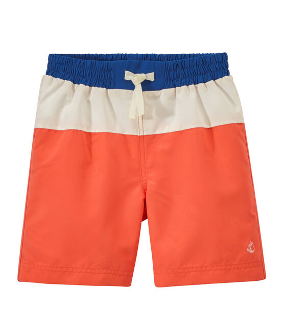 short de baño para niño tricolor naranja ORIENT/blanco MARSHMALLOW/ PERSE