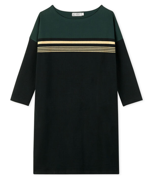 Vestido de mujer de rayas con degradado negro/multicolor