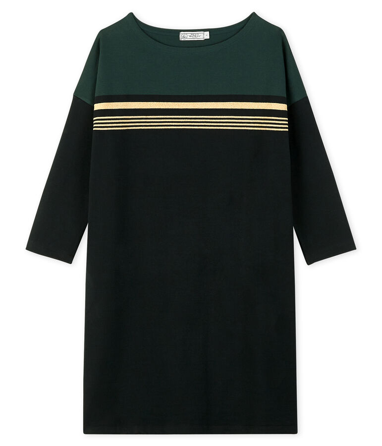 Vestido de mujer de rayas con degradado negro NOIR/blanco MULTICO