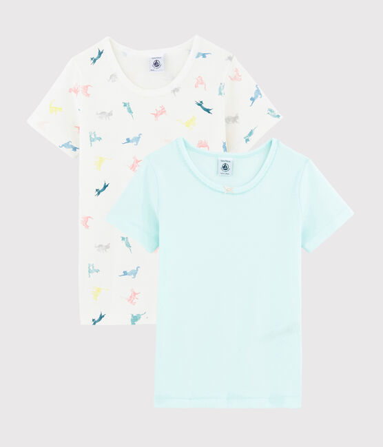 Lote de 2 camisetas de manga corta de gatos de colores de niña variante 1