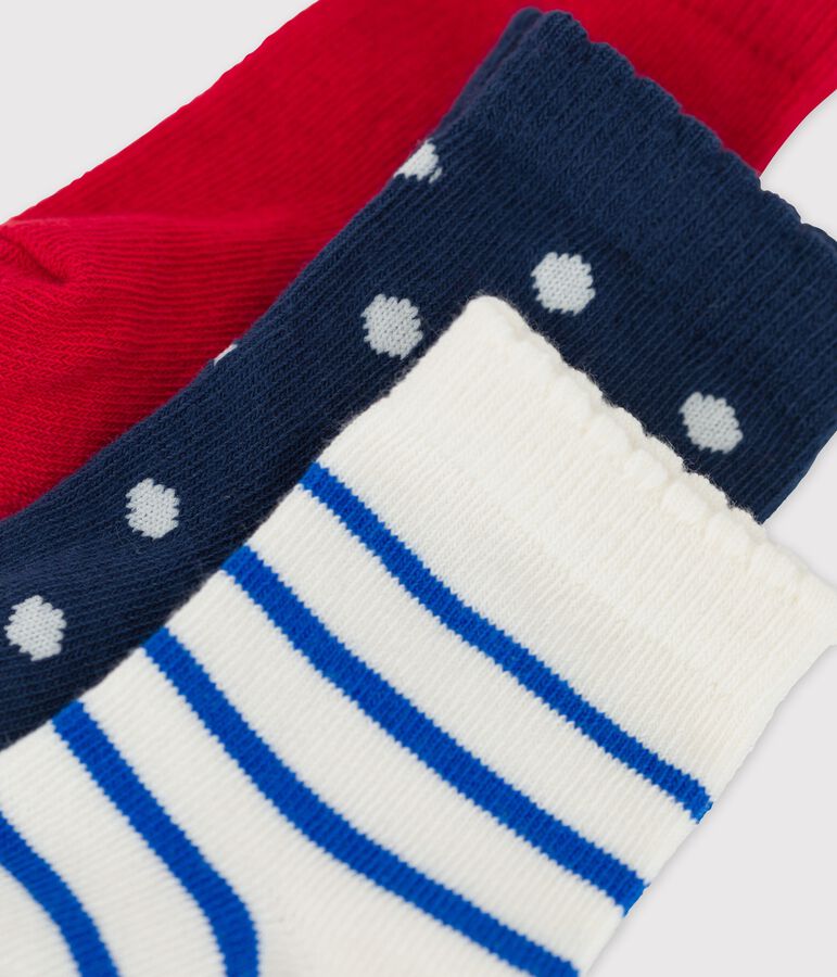 Juego de 3 pares de calcetines para beb&eacute; multicolor