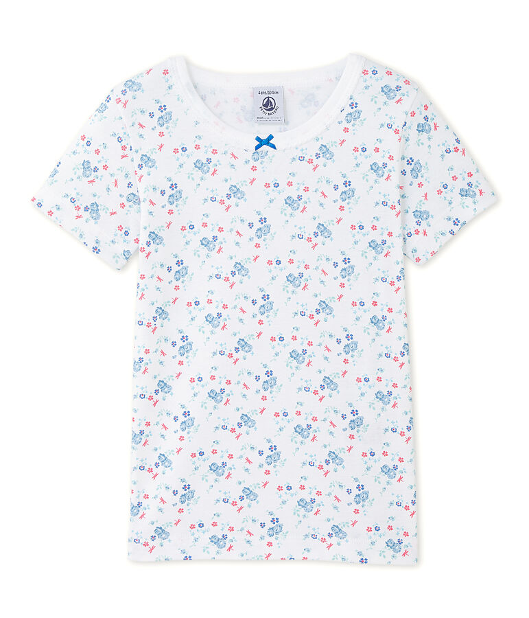 Camiseta estampada para ni&ntilde;a blanco ECUME/azul BLEU/ MULTICO