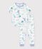 Pijama infantil de algod&oacute;n de manga corta y pierna larga con estampado blanco/multicolor