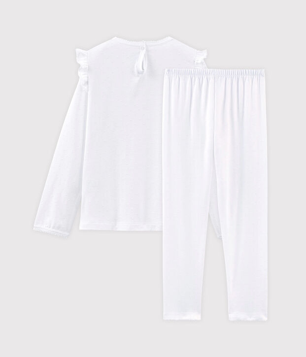 Pijama de algod&oacute;n fino para ni&ntilde;a blanco
