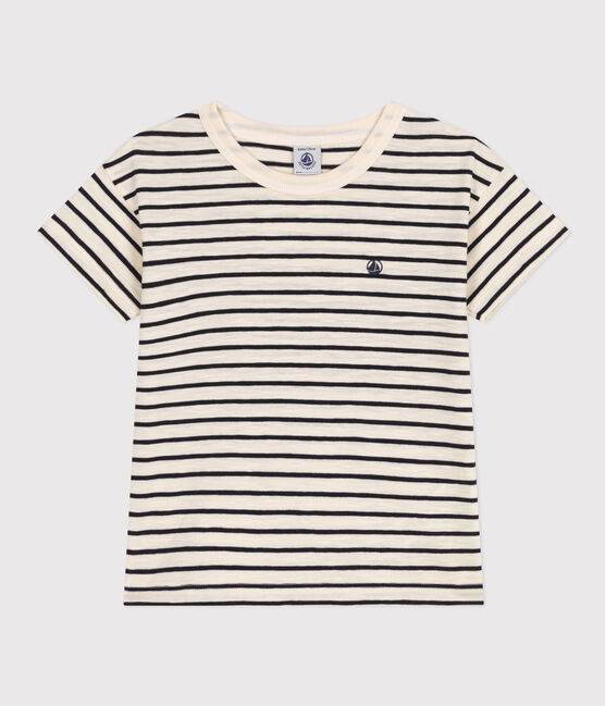 Camiseta a rayas de jersey flameado para niño blanco AVALANCHE/azul SMOKING