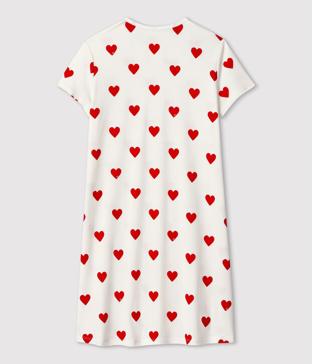 Camis&oacute;n de corazones de ni&ntilde;a de algod&oacute;n blanco/rojo