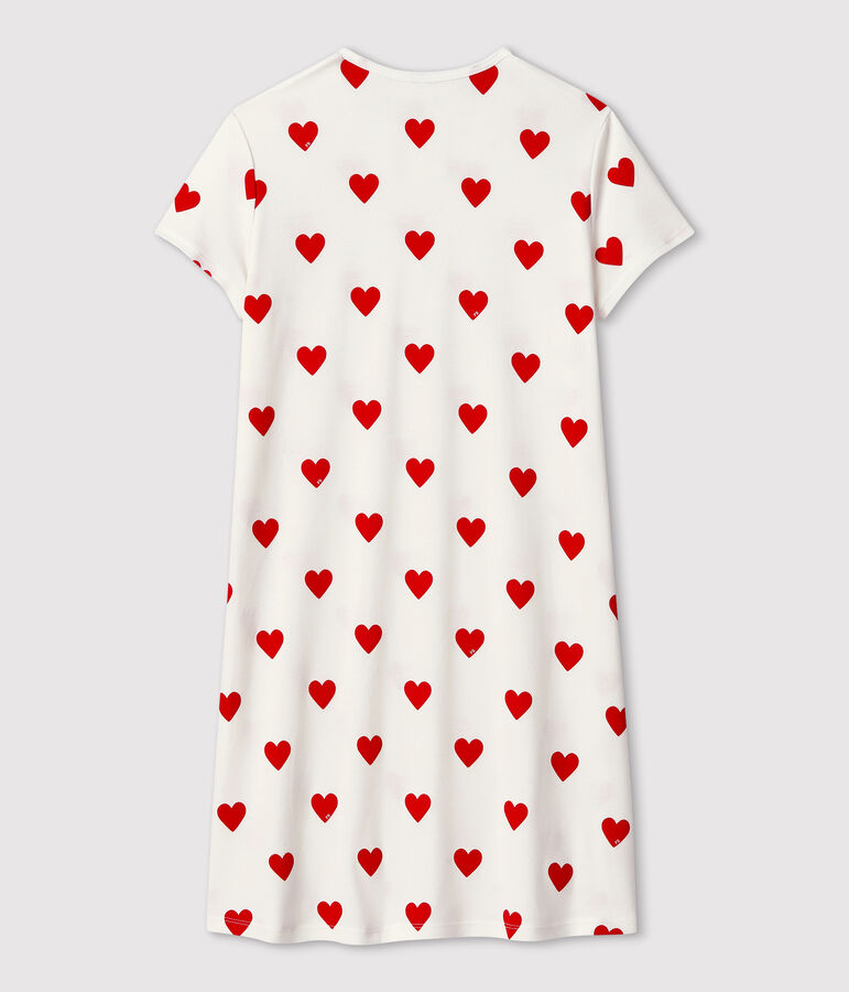 Camis&oacute;n de corazones de ni&ntilde;a de algod&oacute;n blanco/rojo