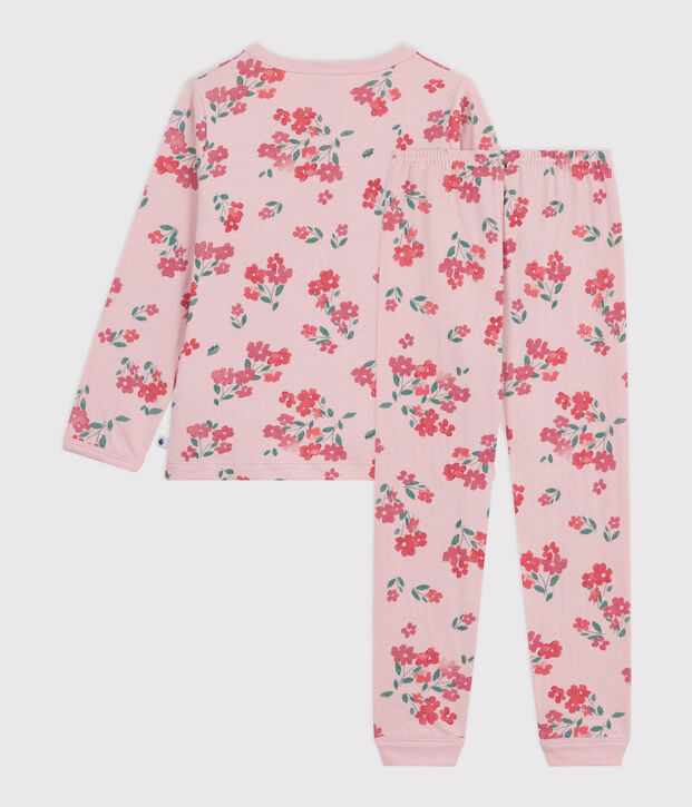 Pijama infantil de t&uacute;bico con estampado de flores rosa/multicolor