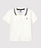 Polo de manga corta de algodón para bebé blanco MARSHMALLOW