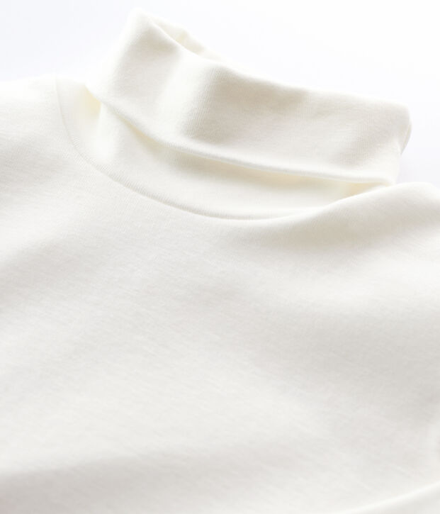 Prenda de cuello de cisne de algod&oacute;n de ni&ntilde;a/ni&ntilde;o blanco