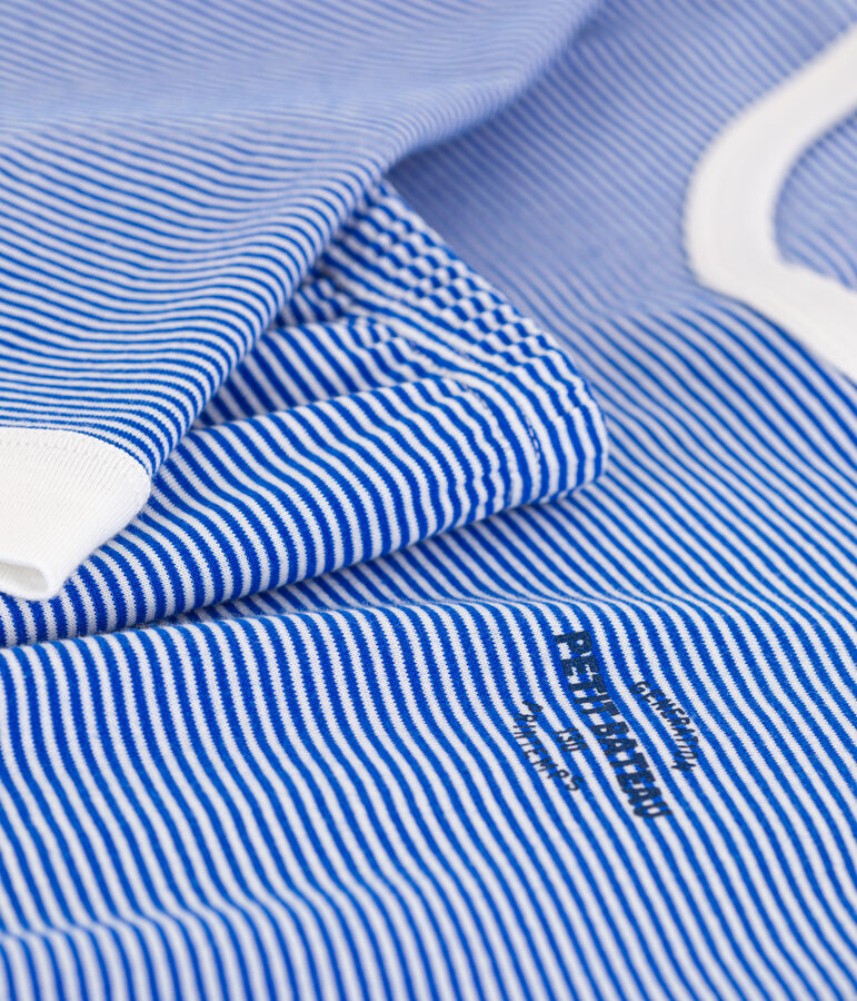 Pijama de algod&oacute;n milrayas para ni&ntilde;o/ni&ntilde;a azul PERSE/blanco MARSHMALLOW