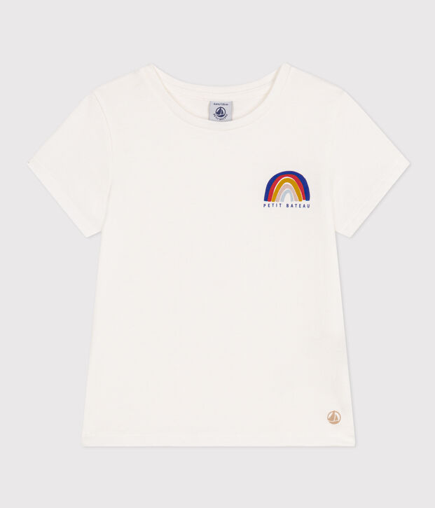 Camiseta de punto ligero para ni&ntilde;a blanco