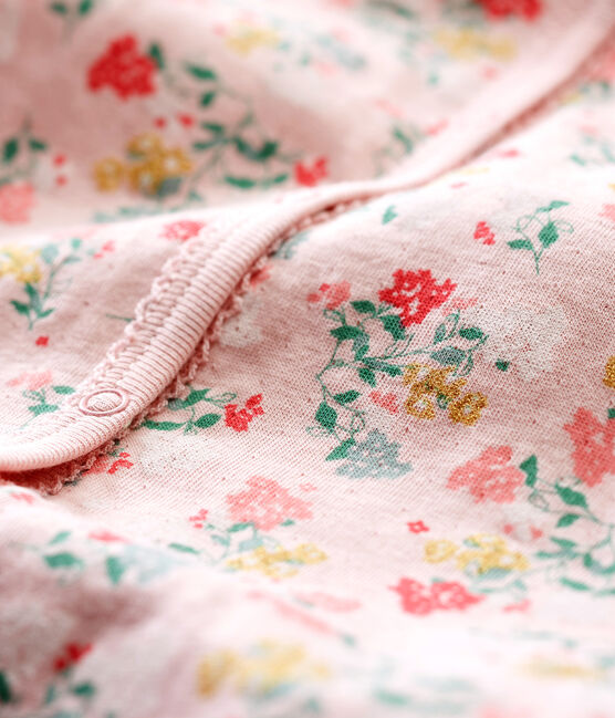 Pijama de bebé sin pies en tejido suave para niña rosa JOLI/blanco MULTICO