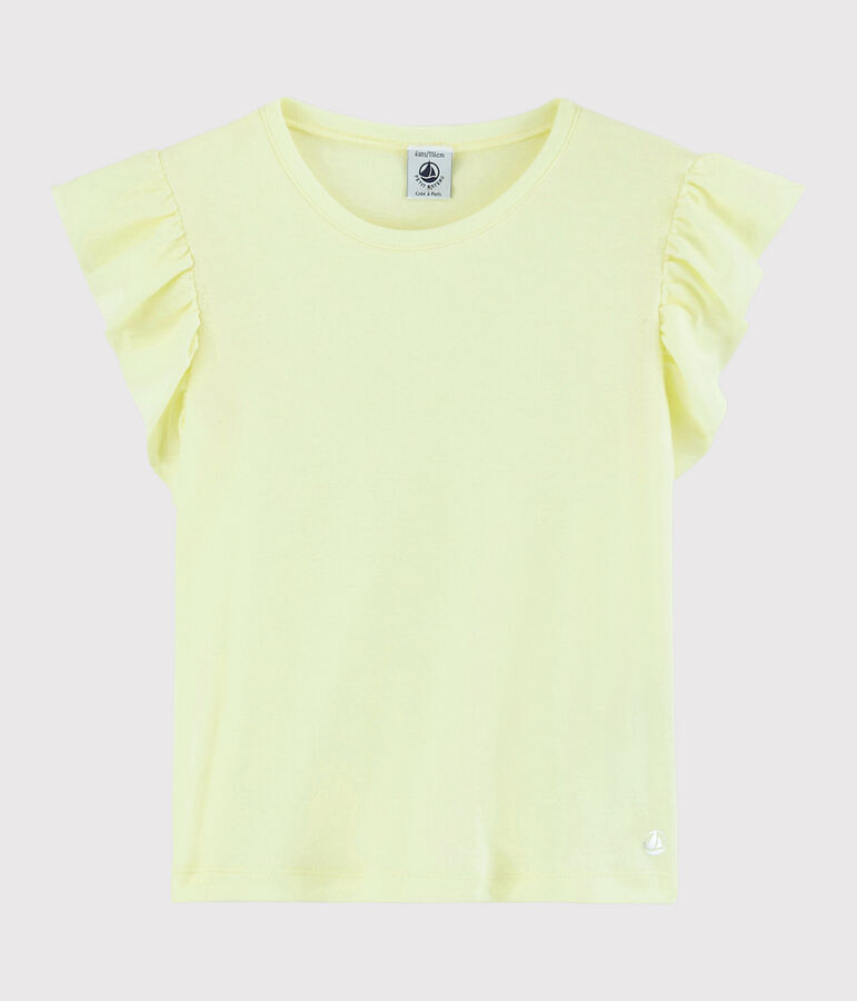 Camiseta de manga corta de algod&oacute;n de ni&ntilde;a amarillo