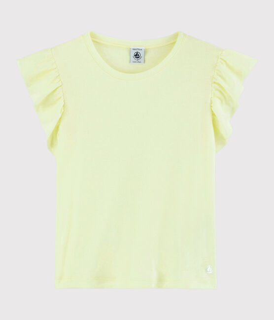 Camiseta de manga corta de algodón de niña amarillo CITRONEL