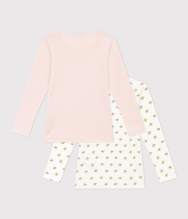 Juego de 2 camisetas de manga larga de algod&oacute;n con flor para ni&ntilde;a multicolor