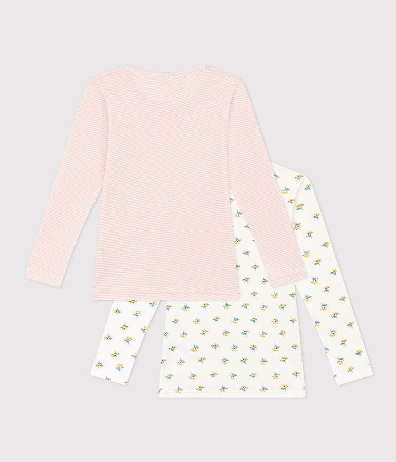 Juego de 2 camisetas de manga larga de algod&oacute;n con flor para ni&ntilde;a multicolor