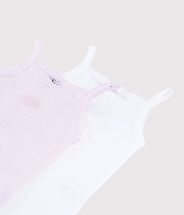 Lote de 2 camisetas de tirantes mil rayas rosa de algod&oacute;n ecol&oacute;gico de ni&ntilde;a multicolor