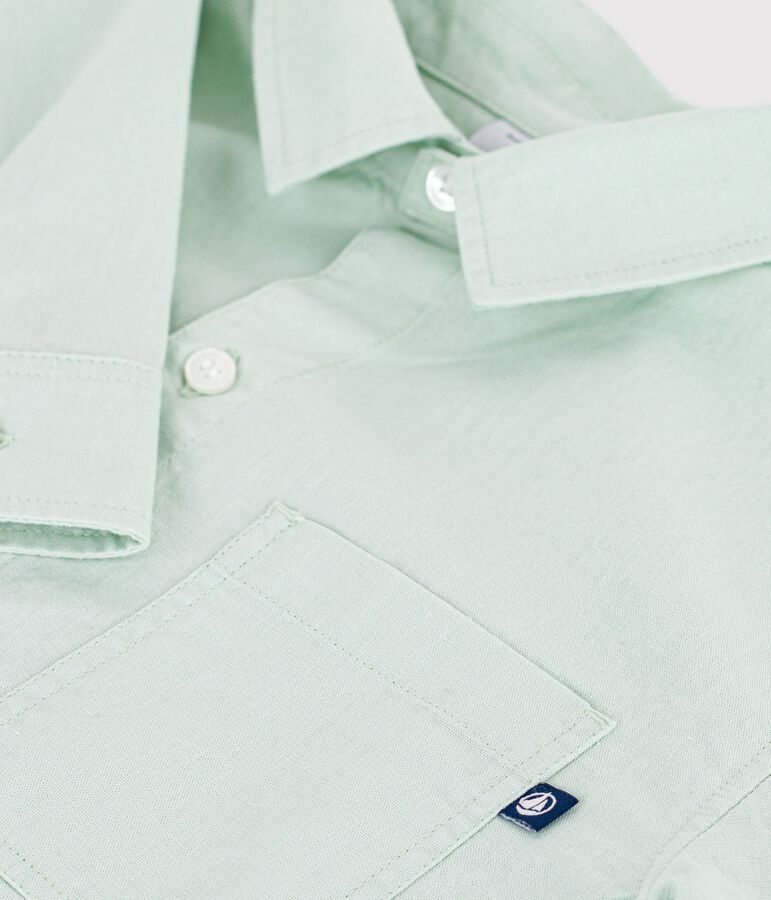 Camisa infantil lisa de algod&oacute;n de manga larga azul SPRAY