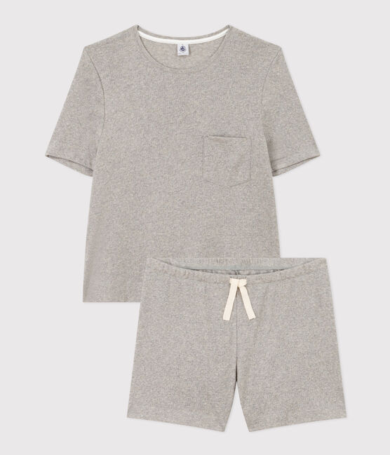 Pijama corto de algodón para mujer gris CHATON CHINE