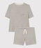 Pijama corto de algodón para mujer gris CHATON CHINE