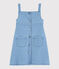 Vestido peto de felpa vaquera de niña. azul DENIM CLAIR