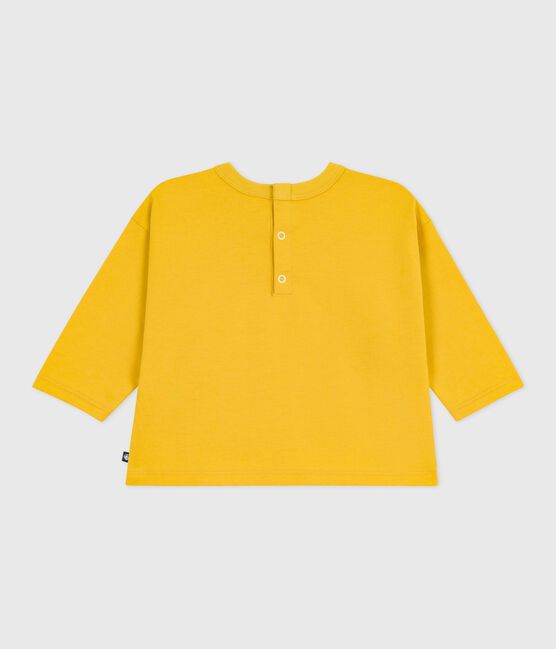 Camiseta de algodón de manga larga con estampado de gato para bebé amarillo NAPLES