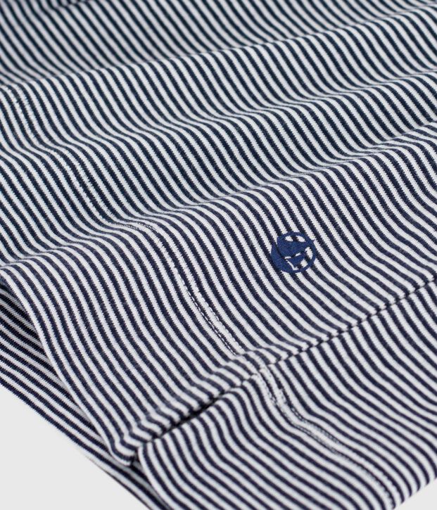 Camis&oacute;n de algod&oacute;n de manga corta a rayas para mujer azul/blanco