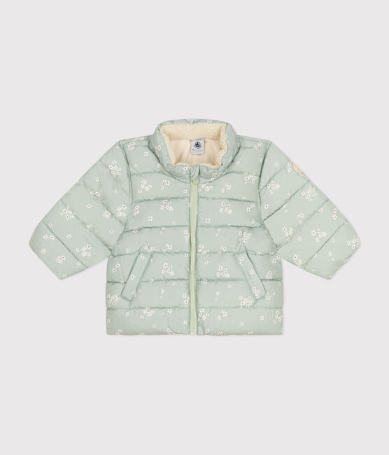 Plumífero estampado con capucha plegable para bebé verde HERBIER/blanco MULTICO