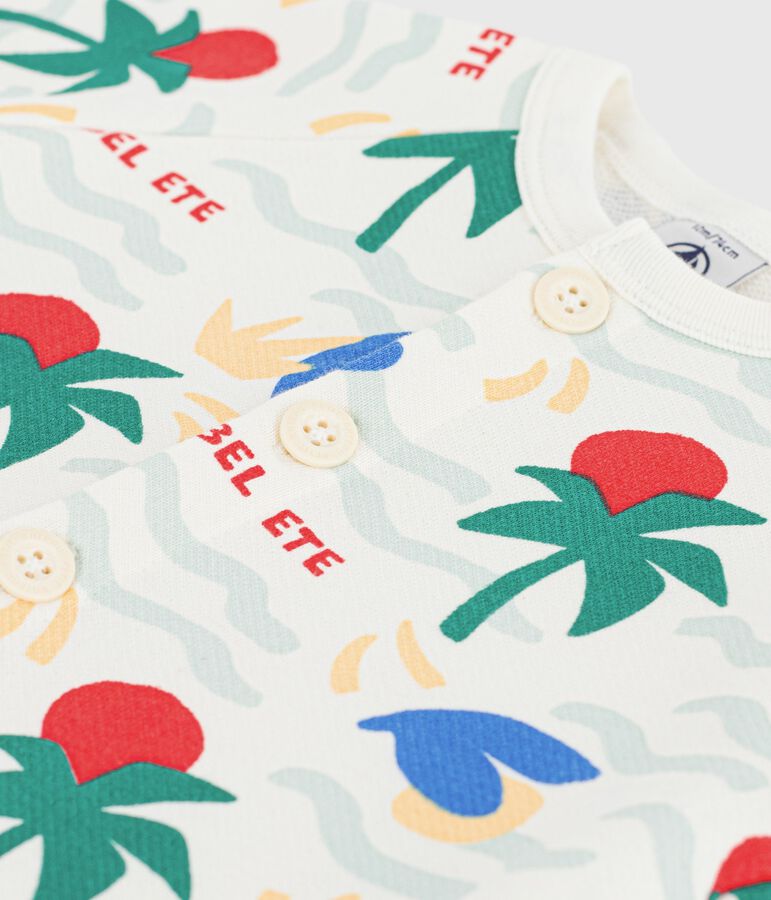 Pelele corto de algod&oacute;n estampado para beb&eacute; crudo/multicolor