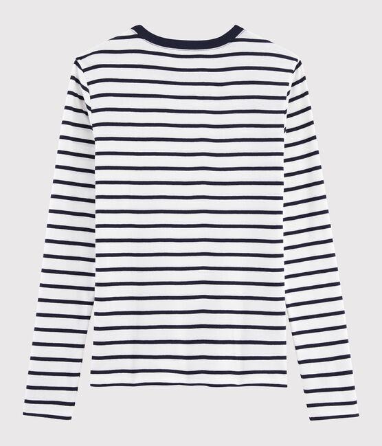 Camiseta icónica con cuello redondo para mujer blanco MARSHMALLOW/azul SMOKING