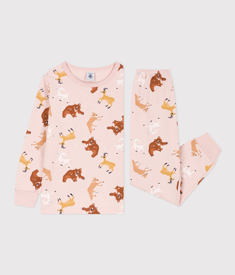 Pijama de felpa con animales para ni&ntilde;o/ni&ntilde;a rosa/multicolor