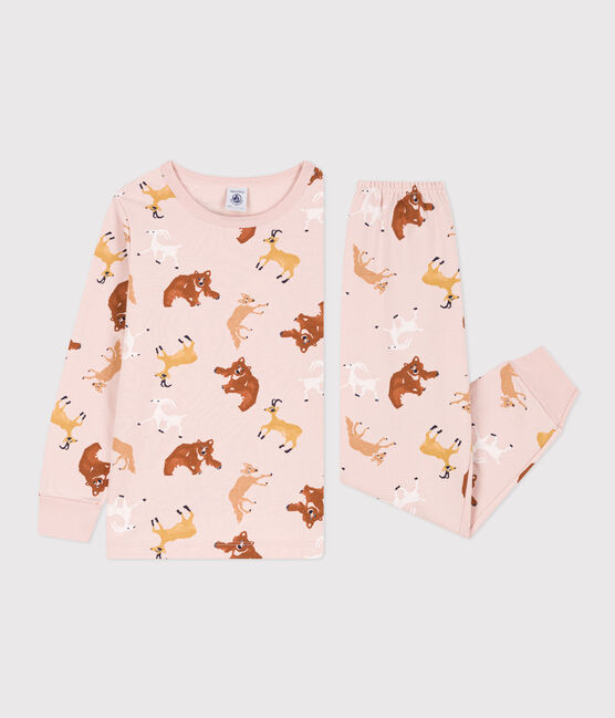 Pijama de felpa con animales para niño/niña rosa SALINE/blanco MULTICO